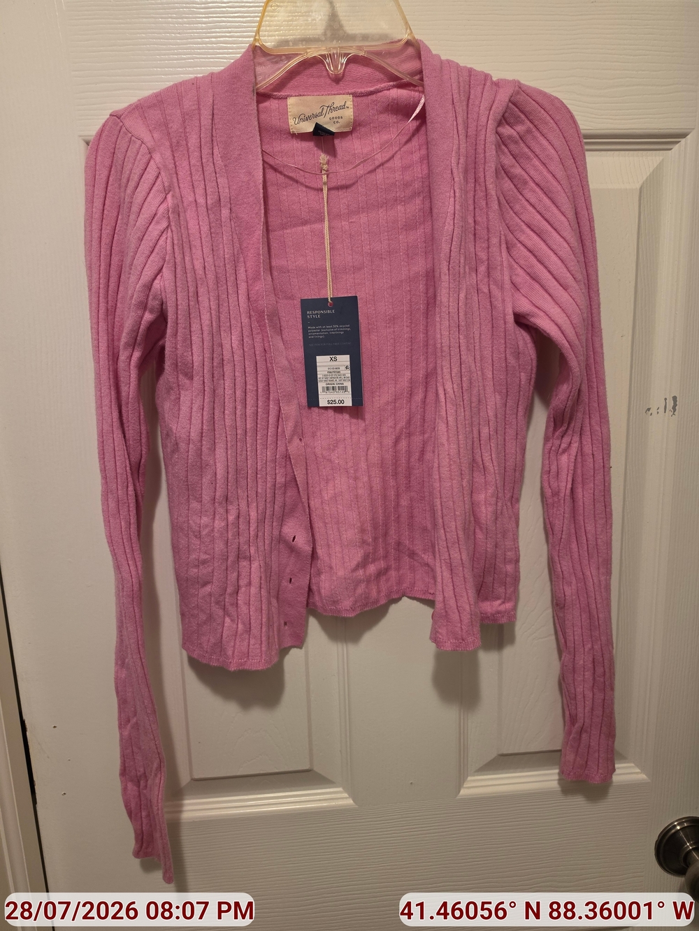 wild fable Pink Ribbed Open-Front Cardigan